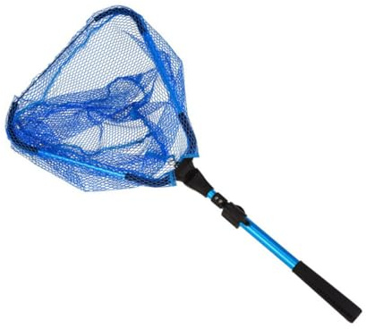 Toyvian Épuisette Aluminium Sections Légère et Portable pour Extérieur Filet Délicat pour Poissons sans Blessure Poignée Ergonomique Adaptée Aquarium et Bassin