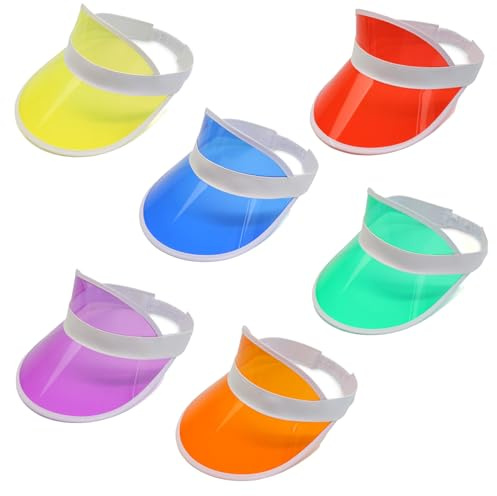 KAYSENSUK 6-Pack Unisex Sun Visor Hats with Leather-Look Strips, Wide Brim Breathable Design for Golf, Tennis, Driving, Beach, Hiking & Outdoor Activities