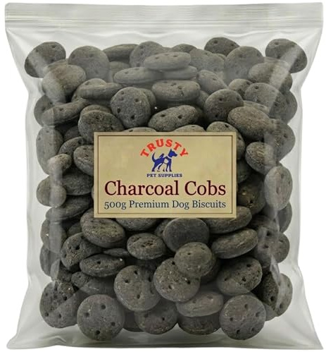 Charcoal Dog Biscuits Cobs 500g | Helps Support Digestion, Reduce Wind & Plaque | Dog Treats & Dog Biscuits | Dog Charcoal Biscuits Training Treats | Small Dog Treats | Trusty Pet Supplies