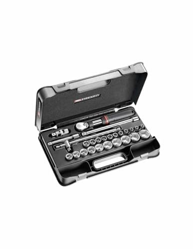 FACOM SXL.161-4P6 Coffret de douilles 12 Pans métriques Cliquet à manche Extensible, Noir/Gris, 1/2, Set de 26 Pièces
