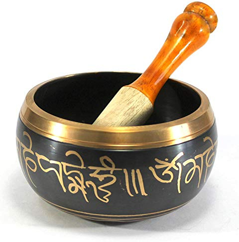 eSplanade - 10 cm - sångskål tibetansk buddhistisk böninstrument med slagpinne | OM Bell | OM skål | meditationsskål | Musikterapi