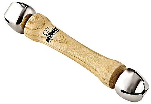 Nino Percussion Bell Stick Instrument - Musikinstrument für Kinder ab 3 Jahren - Mit 2 Glocken - Holz, Natur (NINO960-2) | Musikinstrument für Kinder ab 3 Jahren, mit 2 Glocken, Holz