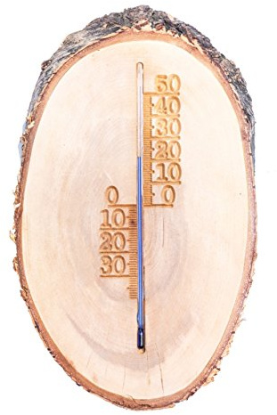 Termometro tradizionale in legno, analogico, rustico, per interni/esterni, fantastica decorazione, ogni pezzo originale/fatto a mano, regalo eccezionale