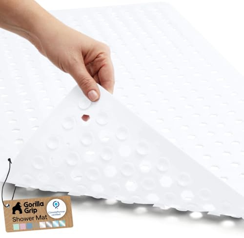 GORILLA GRIP Bath Tub Shower Mat, Bathtub Floor Liner, 35x16 White