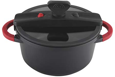 Pentola a bassa pressione, 4800 ml, diametro 24 cm, rivestimento antiaderente ILAG per cottura a induzione e forno, cottura preserva-vitamine, manici in silicone antiscivolo