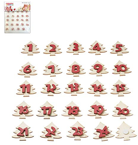 CREATIV DISCOUNT Adventszahlen Baum m. Klebepunkt 4cm