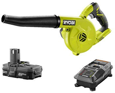 Ryobi 18-Volt Cordless Compact Workshop Blower Kit with Battery & Charger, (Non-Retail Packaging) (Renewed)