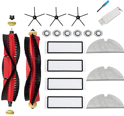 JoyBros Zubehör Set für Roborock S5 max S6 Pure S6 maxV E4 Xiaomi, 2x Hauptbürsten 4x Filter 3x Wischtücher 3x Seitenbürsten Schwaz 12x Wasserfilter Ersatzteile (19-Pack) | JoyBros Ersatzteile: 2x Hauptbürsten 4x Filter 3x Wischtücher 3x Seitenbürsten(Silikon) Schwaz 12x Wasserfilter