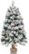 90cm Artificial Christmas Tree with LED Lights,35 Inch Snow Flocked Xmas Pine Tree Decorated with 40 LED Lights,140 Branch White Snow Tips,7 Real Pine Cones, 10 Red Berries and Christmas Snow Tree