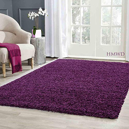 HMWD X Large Small Fluffy Shaggy Large Area Rug Thick Pile Hallway Runner Non Slip Living Room Bedroom Non-Shed Floor Carpet- Available in 6 Exquisite Colors (Purple, 80x150 cm)
