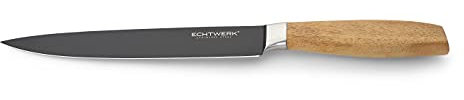 Echtwerk Schinkenmesser aus hochwertigem Stahl, Filetiermesser, Küchenmesser, Spezialstahl, Griff aus Akazienholz, Klingenlänge: 20 cm, Black-Edition