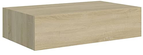 vidaXL Wand Schubladenregal Wandschublade Schweberegal Hängeregal Wandschrank Wandboard Wandregal mit Schublade Eichenoptik 40x23,5x10cm MDF