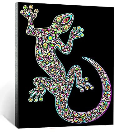 CHAHU DIY Malen nach Zahlen Kinder für Erwachsene Anfänger Leinen Leinwand Acryl Anzahl Malerei Geschenke Gecko des Tieres Wandkunst Home Decoration 40x50cm Rahmenlos