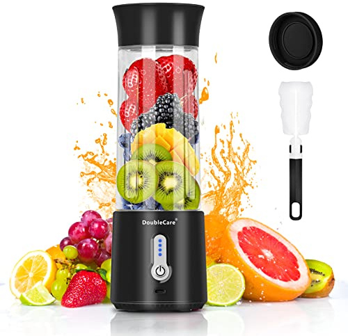 Mixer für Shakes und Smoothies, 500 ml elektrischer Entsafter, 4000 mAh smoothie maker to go mit BPA-freiem Material, USB-aufladbarer Frischsaft-Mixer für Fitnessstudio, Outdoor,black