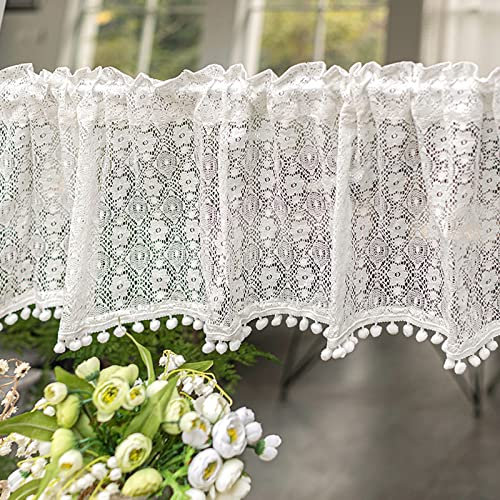 V3VOGUE Vintage Küchen Gardinen Kurzer Vorhang Tüllvorhänge - Gardinenschals Aus Hohler Retro-Spitze - Für Kleine Fenster/Badezimmer/Schrank/Trennvorhang/Bistrogardine, 1 Stück