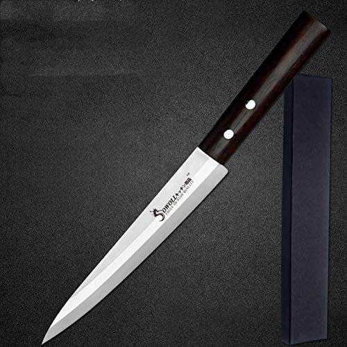 Couteau de cuisine en acier inoxydable haute carbone lame tranchante couleur bois poignée sashimi couteau de viande sushi poisson gauche droite droite couteau (Color : C.Left H With Box)