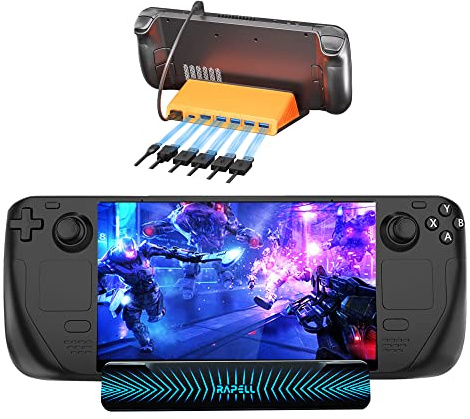 Steam Deck Dock, Docking Station Steam Deck 6 in 1 con ricarica a piena velocità, HDMI 2.0 4K a 60Hz, USB 3.0* 4, Base di supporto per ponte a vapore, Accessori per deck a vapore con porta USB-C