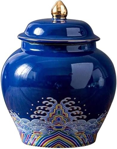 Decor Barattolo da tè in ceramica Vasetti portaoggetti in stile cinese vintage Barattoli per tè Lattine Scatola metallica Sigillato tradizionale, barattolo per tè in porcellana/Conservazione del tè/