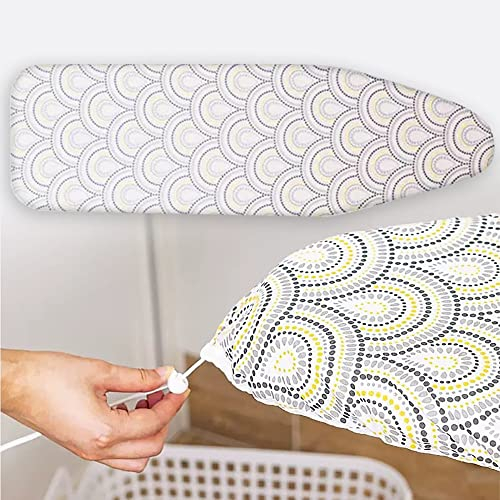 ZJIEX Bügelbrettbezug Für Dampfbügelstation 100% Baumwolle Bügeltischbezug Ersatz Bügelbrett Bezug 80x30cm 110x35cm 120x38cm, Mit Gummi Kordelzug(White-92x33cm/36x13in)