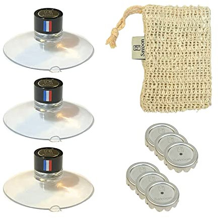 Lot de 3 Porte Savon Aimanté | Couleur Noir | avec Drapeau France | à Ventouse | sans Perçage | en Acier Inoxydable | se Fixent sur Toutes Les Surfaces | Idéal pour Salle de Bain, Cuisine