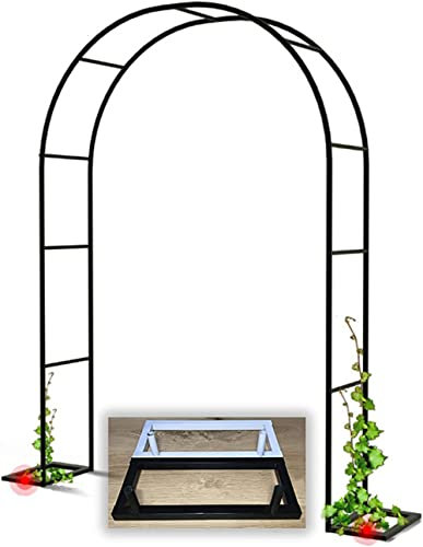 ALDYS Torbogen Metall Stabil Rosenbogen Verzinkt Massiv Rankenbogen Rundbogen Rankgitter Wetterfest Gartenbogen Rankhilfe Für Klettern Von Weinreben Schwarz 140X230cm 180X220cm,Weiß,W3.5M*H2.2M