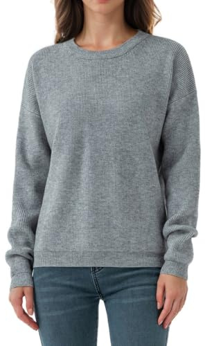 Simple&Opulence Women's Pullover Sweaters,Soft and Skin-Friendly Long Sleeve Loose Fit Jumper Tops,Grey,L