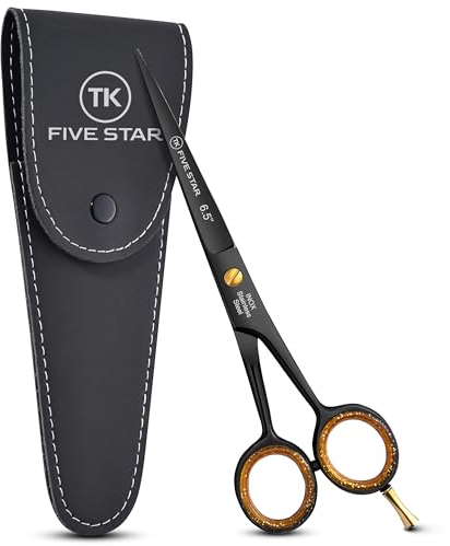Five Star Solingen Midnight Premium - Forbici da parrucchiere extra affilate da 6,5, per donne e uomini, parrucchieri e bambini, con micro denti antiruggine
