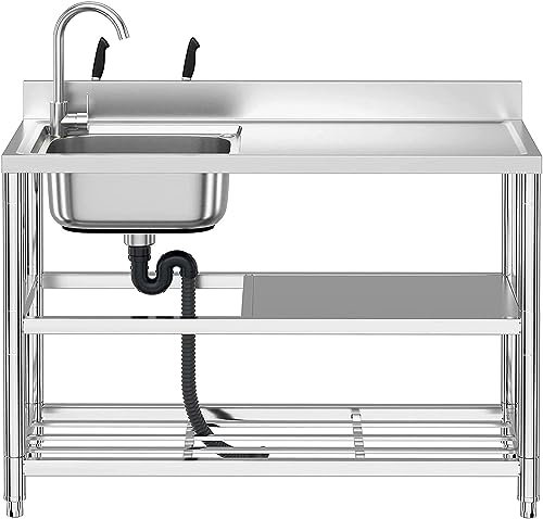 Arbeitsplatz, Küche, Zuhause, Wasserfall-Spüle, Edelstahl-Spüle, Außen-Spülstation mit Schlauch für Außenküche, Garten-Spüle mit Wasserhahn, freistehender Mehrzweck-Einzelbecken, t