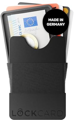 Lockcard Slim Wallet – Smart Wallet mit Münzfach & RFID-Schutz, Mini Geldbörse Herren & Damen, Kreditkartenetui Kartenetui, Portmonee/Geldbeutel, Portemonnaie minimalistisch (Schwarz)