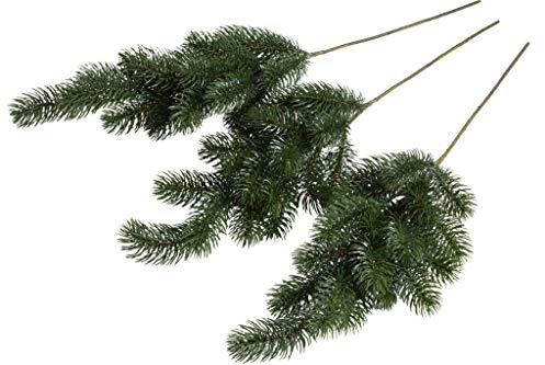 Botanic-Haus künstlicher Tannenzweig/Weihnachtszweig im Spritzgussverfahren hergestellt mit 18 Spitzen (3 Stück)
