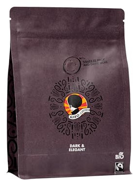 AFRO COFFEE Dark & Elegant I 250g Premium Bio Kaffeebohnen Fairtrade I 100% Arabica Kaffee Bohnen I Bohnenkaffee aus Äthiopien mit Noten von Bitterschokolade I handgepflückt, dunkel geröstet, säurearm