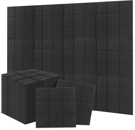 QLoztyse Akustikplatten, schalldichte Schaumstoffplatten, selbstklebend, schallabsorbierend, hohe Dichte, für Aufnahmestudio, Zuhause und Büro, Schwarz, 30 x 30 x 0,9 cm, 12 Stück