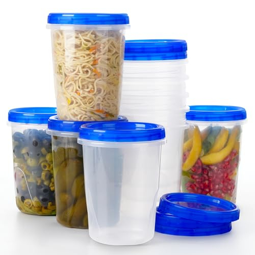 Winter Shore Contenitori Plastica Alimenti con Coperchi (Set da 10) - Porta Alimenti Ermetico Senza BPA per Minestre e Altro - Meal Prep Kit - Contenitori Congelatore Impilabili e a Prova di Perdite