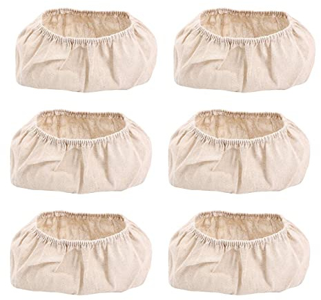 Plomevry 6 Pcs Oval Shape Bread Proofing Basket Cover Natural Rattan Baking Dough Sourdough Proofing Basket Cloth Liner
