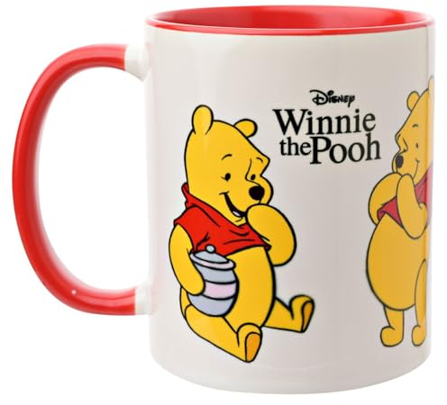 Widdop and Co. Disney Winnie Puuh Tasse – Rot/Weiß Tee & Kaffee glasierte Steingut-Icons & Villains Trinkbecher – Offizielles Lizenzprodukt von Disney (325 ml).