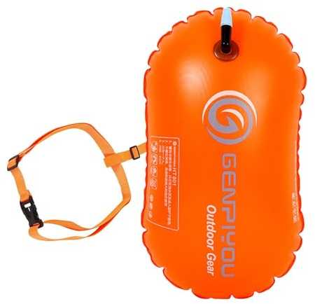 Schwimmboje, Wasserschwimmer, Schwimmboje Schleppschwimmer, Aufblasbarer Schwimmer mit Verstellbarem Hüftgurt, Wasserdichter, Aufblasbarer Trockensack Schwimmsicherheitsschwimmer für Wassersportler