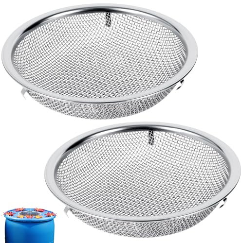 6 Rain Barrel Mesh Cover for Rain Barrels, 2-Pack 304 Stainless Steel Screen Filter, Never Rust -Kitchen Wash Colander -Compost Sifter, for Keep Leaves, Mosquitos Outside, Soil Sifter, cleaning seeds