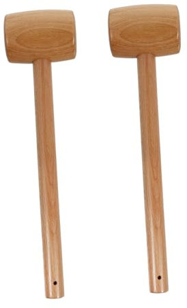HOLIDYOYO Wooden Crab Mallet and Seafood Hammer Set, 2pcs Natural Beech Wood with Lacquer Finish, Sturdy Mallets for Cracking Lobster and Shellfish, Kitchen Cooking Tool for Seafood Preparation