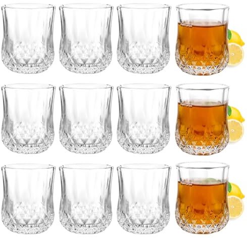 Oungy Lot de 12 verres à liqueur en verre - 45 ml - Verres à Tequila 4 cl - Verres à shot carrés - Verres à vodka - Verres à liqueur pour rhum, liqueur, vodka, whisky, brandy