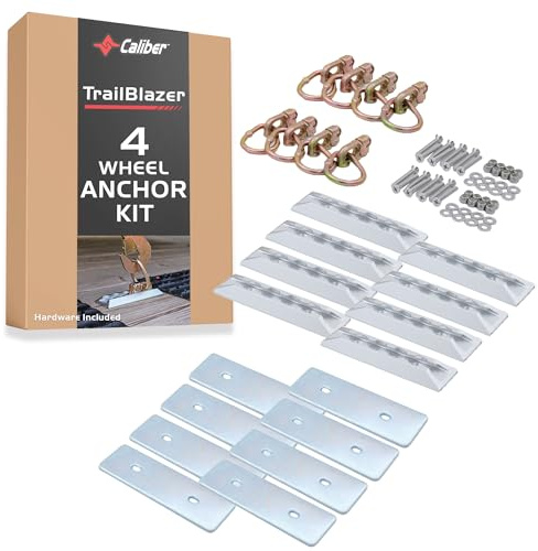 Caliber Trailblazer Heavy-Duty, Fully Adjustable Tie Down Components, 4-Wheel Anchor Kit