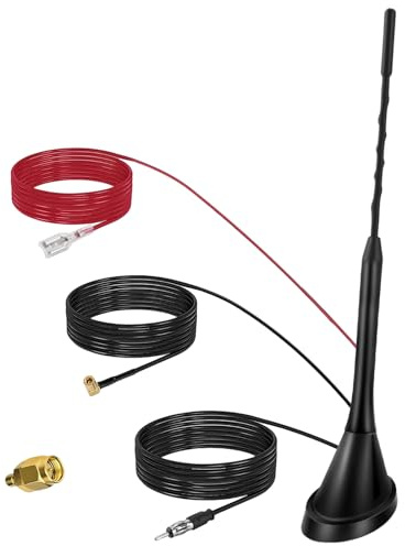 Hossom Antenne Voiture Dab+ FM Numérique Toit Universelle Amplifiée - Réception Puissante Booster 7dB, Câble 5m Long, Compatible avec Autoradio Pioneer/Alpine/Kenwood et Voiture/Camion/Camping-Car