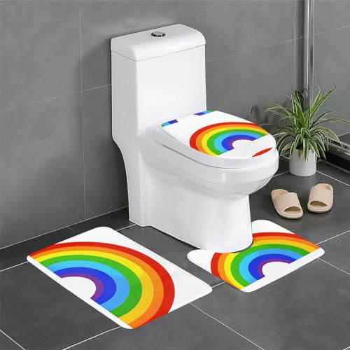 Juego De 3 Alfombrillas De Baño Estampado De Arcoíris 3 Alfombrillas De Baño Cómoda Lavable Alfombras De Cama, para Bathroom, Dormitorio, Cocina