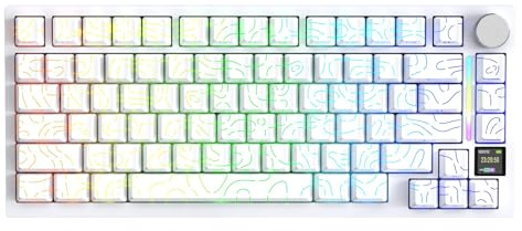 ATTACK SHARK X820 Ultra Kabellose Mechanische Tastatur mit TFT-Smart-Display und Drehknopf, 75 % Hot-Swappable Gaming-Tastatur, BT/2,4G/Kabelgebunden, RGB südseitige LEDs (Weiße Konturen–Gift Switch)