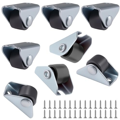 8 Pieces Mini Roulettes pour Meubles, Mini Roulettes Silencieuses à Roulement avec Vis, Profil Bas Fixes Rouleau, Roues Fixe Rouleau pour Meubles, Armoires, Tiroirs, Chariot à Jouets (0.5 Inch)