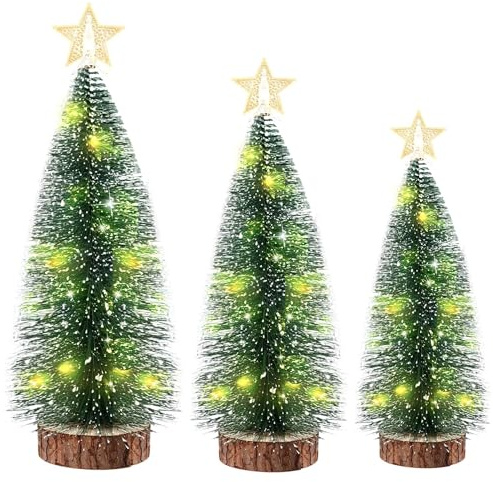3 Stück Mini Weihnachtsbaum mit Led,künstlicher Weihnachtsbaum mit Beleuchtung,Tisch-Weihnachtsbaum,Kleiner Tannenbaum für Ihr Zuhause Oder Büro Dekor Lampe Weihnachten-Dekoration