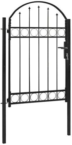 Cancello da Giardino in Acciaio con Design ad Arco, Cancello per Recinzione, Portoncino Ingresso Esterno, per Giardino e Cortile, Colore Nero, Dimensioni 100 x 150 cm