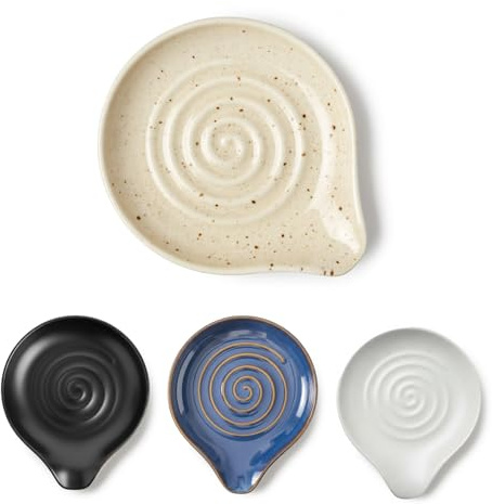 Leisuremix Löffelablage Keramik, Kochlöffelablage verschiedene Farben Spoon Rest 13 x 15.8cm Gelb