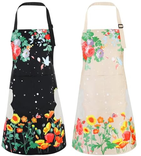 Xialvyu 2 Stück Blumenschürzen wasserdicht verstellbar mit Tasche(71*67cm) | Für Küche, Garten & Salon. Für Erwachsene. Wasserdicht, verstellbar, mit Tasche und seitlichem Handtuch