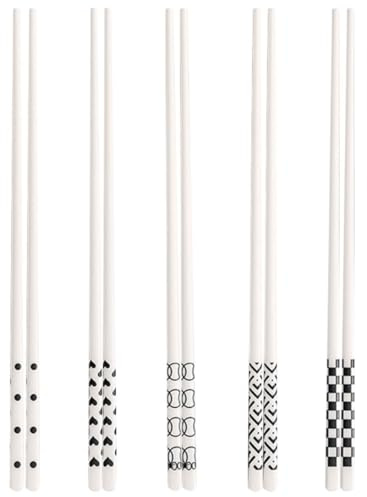 DECORNIJIA Palillos De Cerámica Antideslizantes Juego De 5 Pares, Color Dibujos Animados, Material Cerámico Seguro, Reutilizables Para Uso Familiar, Utensilios Cocina Ideales Para Comida China y Hogar