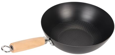 CHICIRIS Pentola in Ferro Multifunzionale Padella Antiaderente Versatile con Comoda Maniglia per Rosolare e Friggere Tutti i Piani Cottura Ghisa + Legno di Faggio (20 cm)